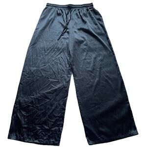 BCBG Maxazria Satin Wide Leg Pull On Pants L Elastic Waist Lounge Pajama Relaxed